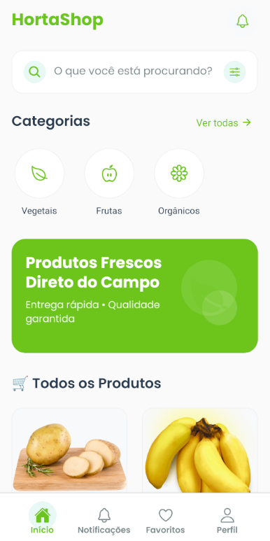 Detalhe de produto no aplicativo HortaShop