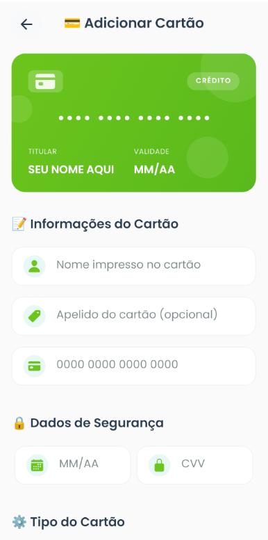 Métodos de pagamento no aplicativo HortaShop